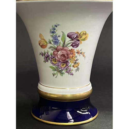24 - Royal Dux flared rim vase with banquet of flowers, approx 16cm H