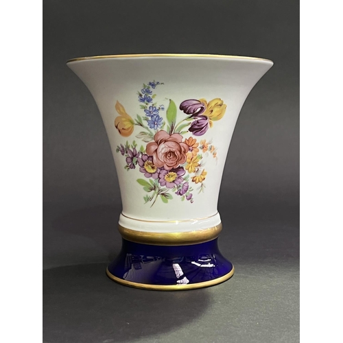 24 - Royal Dux flared rim vase with banquet of flowers, approx 16cm H