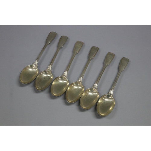 121 - Set of six Antique Victorian hallmarked sterling silver Fiddle and Thread spoons, monogrammed R.I.D,... 