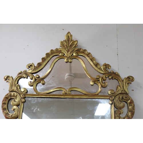 87 - Fine antique French early 19th century or late 18th century giltwood salon mirror, scroll and shell ... 