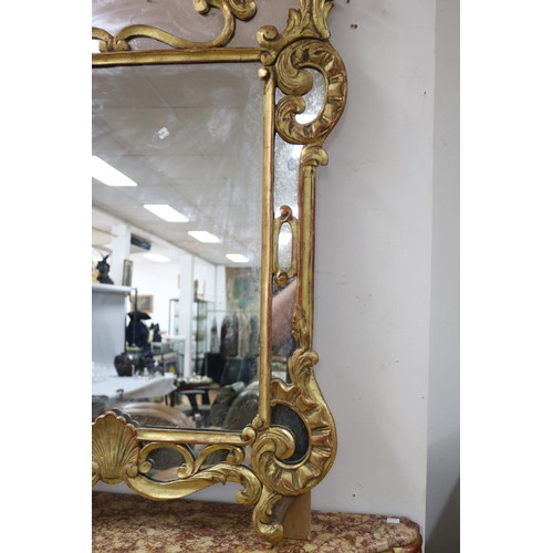 87 - Fine antique French early 19th century or late 18th century giltwood salon mirror, scroll and shell ... 