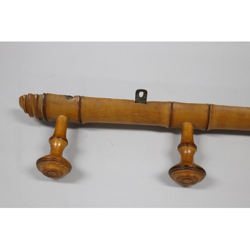 90 - Antique French faux bamboo coat rack of long form, approx 125cm W