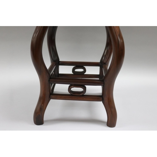 104 - Chinese rosewood marble inset topped jardinere stand, approx 46cm H