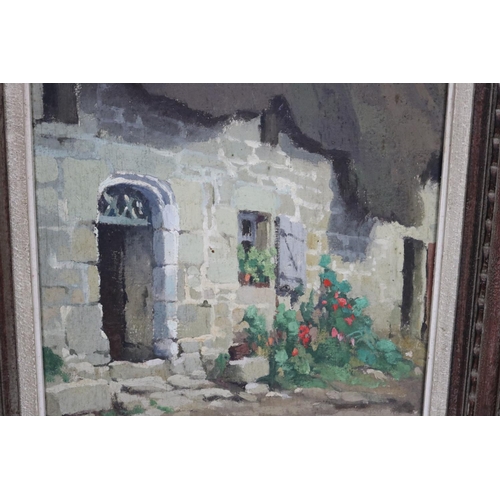 153 - R Raymond- Untitled, oil on panel, signed lower left, approx 44cm x 36cm