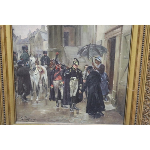 151 - Henri Louis Dupray (1841-1909) France, Napoleon & Officers Street scene, oil on canvas, signed lower... 