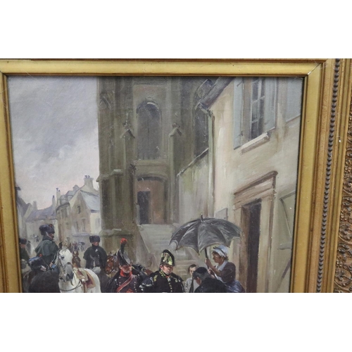 151 - Henri Louis Dupray (1841-1909) France, Napoleon & Officers Street scene, oil on canvas, signed lower... 