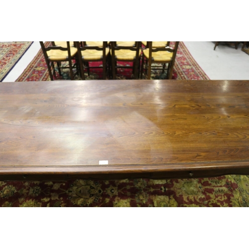 89 - Good quality French Louis XV style long table, fitted with four drawers, shaped carved apron and wel... 