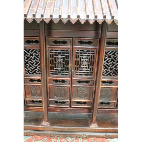 156 - Antique 19th century Chinese shrine cabinet, approx 128cm H x 95cm W x 64cm D