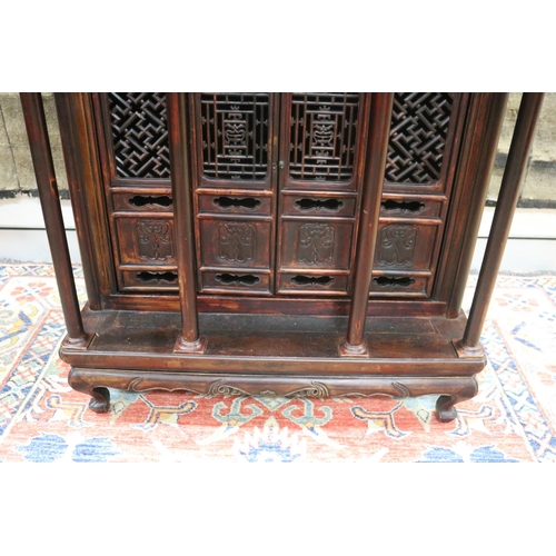 156 - Antique 19th century Chinese shrine cabinet, approx 128cm H x 95cm W x 64cm D