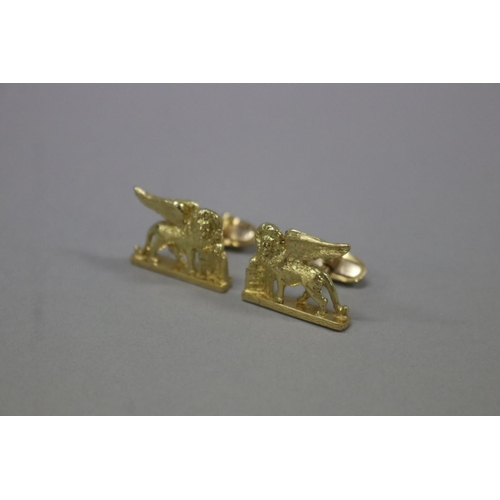 161 - Pair of Nardi 18ct gold Venetian winged lion of St. Mark cufflinks, approx 20 grams, approx 2.2cm W ... 