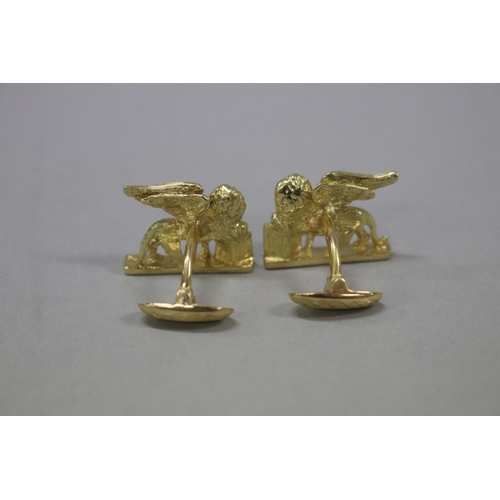 161 - Pair of Nardi 18ct gold Venetian winged lion of St. Mark cufflinks, approx 20 grams, approx 2.2cm W ... 