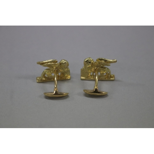 161 - Pair of Nardi 18ct gold Venetian winged lion of St. Mark cufflinks, approx 20 grams, approx 2.2cm W ... 