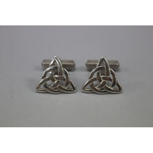 163 - Pair of silver Sold'or Celtic knot cufflinks, marked SD, approx 9 grams and 2cm W (2)