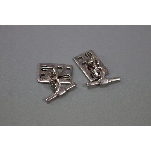 166 - Pair of silver modernist cufflinks, marked 925, approx 9 grams and approx 16cm x 11cm (2)