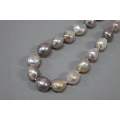 171 - Multi-coloured baroque pearl necklace, silver magnetic clasp marked 925, along with matching 9ct whi... 