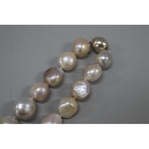 171 - Multi-coloured baroque pearl necklace, silver magnetic clasp marked 925, along with matching 9ct whi... 