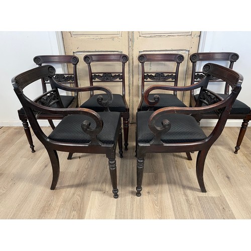 94 - Set of six rare early mid 19th century Australian cedar dining chairs, comprising pair of arm chairs... 