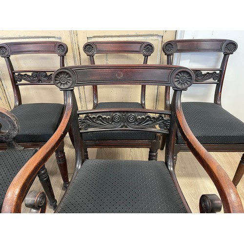 94 - Set of six rare early mid 19th century Australian cedar dining chairs, comprising pair of arm chairs... 