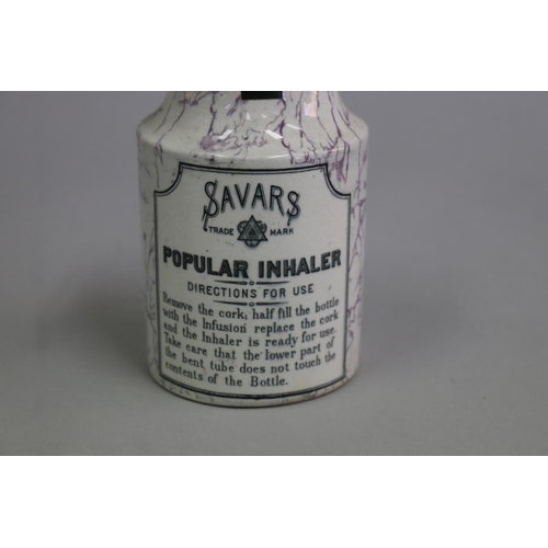 3012 - Antique marble design Savars popular inhaler, approx 19cm H