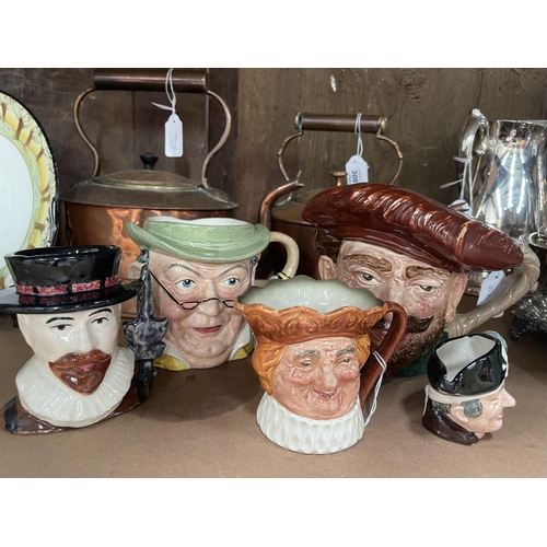 44 - Five various size character jugs to include Doulton, approx 14cm H and smaller (5)