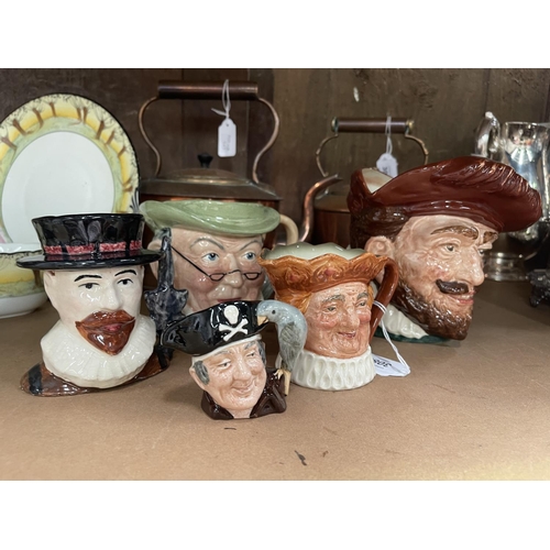 44 - Five various size character jugs to include Doulton, approx 14cm H and smaller (5)