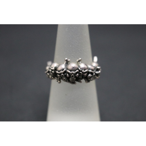 45 - Sterling silver skull ring, marked 925, approx 3gms