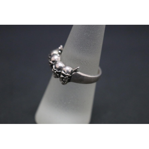 45 - Sterling silver skull ring, marked 925, approx 3gms