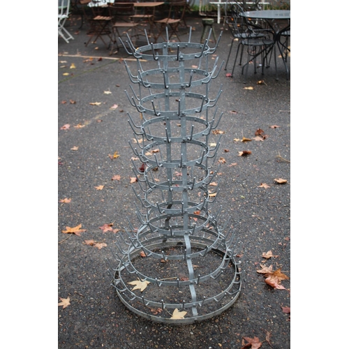 1030 - Vintage French gal metal bottle airer, approx 110cm H