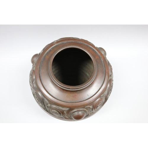 223 - Large Japanese Art Deco bronze vase of fine quality, of tapering ovoid form, shoulder band of scroll... 