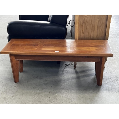 13 - Modern hardwood long coffee table, approx 45cm H x 120cm L x 39cm D