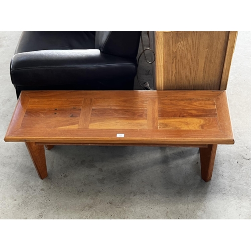 13 - Modern hardwood long coffee table, approx 45cm H x 120cm L x 39cm D