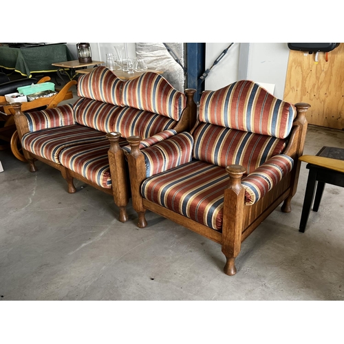 16 - Vintage post and rail two piece suite, comprising a two seater and single seater (2)