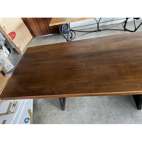 24 - Antique style trestle table, approx 76cm H x 196cm L x 88cm W