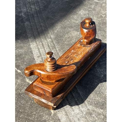 4 - Antique European double screw wooden press, approx 38cm H x 68cm W