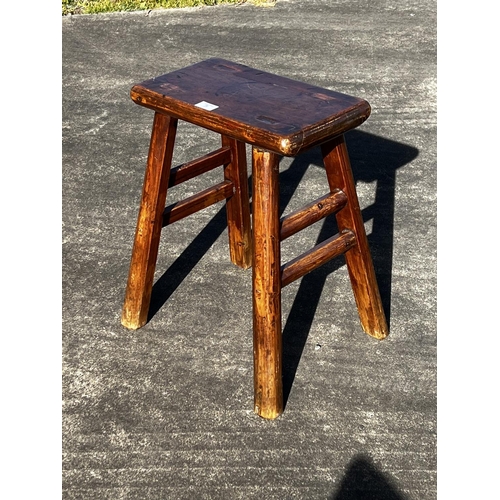 5 - Old Chinese elm stool, approx 50cm H x 43cm Foot to Foot x 35cm D