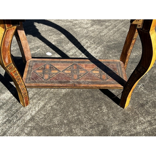 9 - Antique Middle eastern fold over games table. (Damages), approx 69cm H x 64cm W x 34cm D