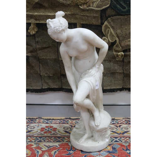 263 - Antique 19th century marble figure of a bathing Venus, approx 90cm H