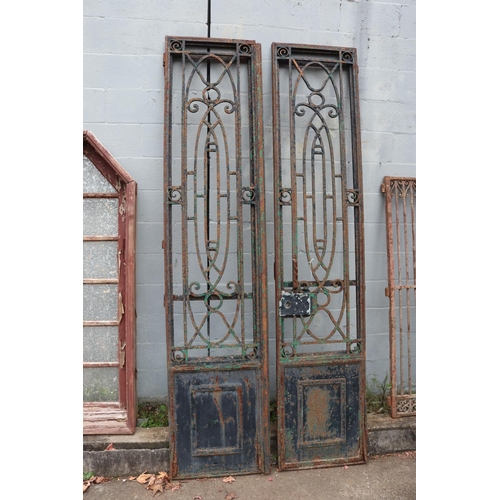 268 - Pair of antique French cast iron doors, approx 252cm H x 104cm W (total) (2)