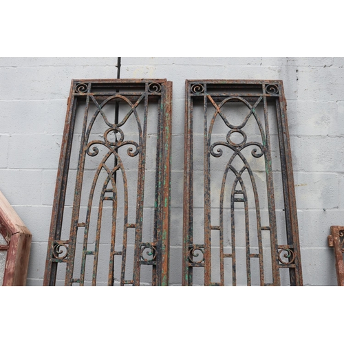 268 - Pair of antique French cast iron doors, approx 252cm H x 104cm W (total) (2)