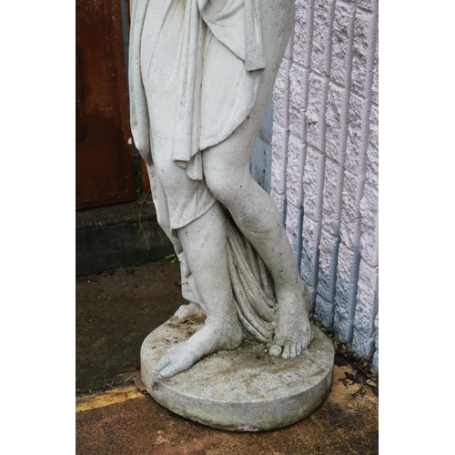 270 - Large antique French composite marble and stone figure of Diana after the bath, standing with her ha... 