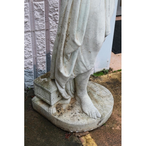 270 - Large antique French composite marble and stone figure of Diana after the bath, standing with her ha... 