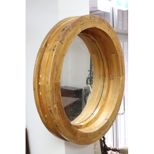153 - Industrial / railway foundry mold pattern converted to mirror, approx 91cm Dia