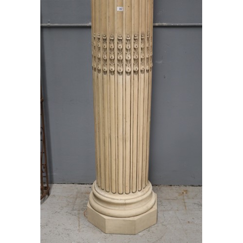 281 - Very tall pair of French painted Corinthian columns, turned fluted wood with cast plaster capitals, ... 