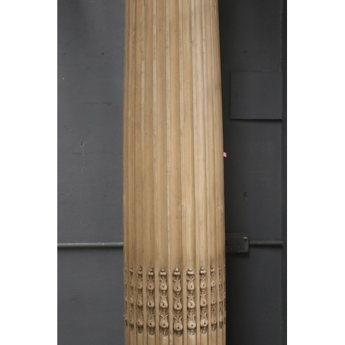 281 - Very tall pair of French painted Corinthian columns, turned fluted wood with cast plaster capitals, ... 