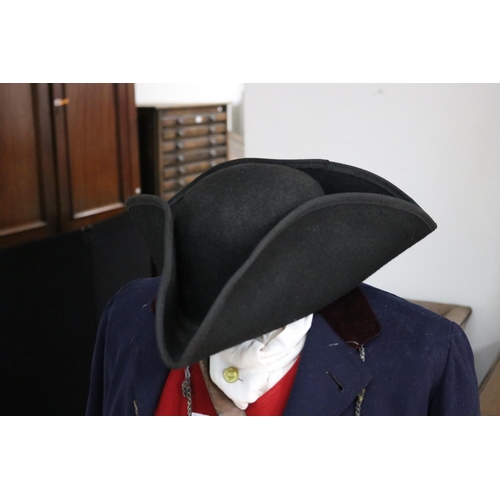 292 - Good quality reproduction uniform in Napoleonic Wars era style consisting of tricorn hat, waistcoat ... 