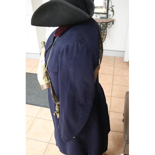 292 - Good quality reproduction uniform in Napoleonic Wars era style consisting of tricorn hat, waistcoat ... 