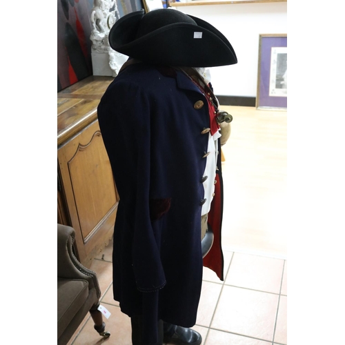 292 - Good quality reproduction uniform in Napoleonic Wars era style consisting of tricorn hat, waistcoat ... 