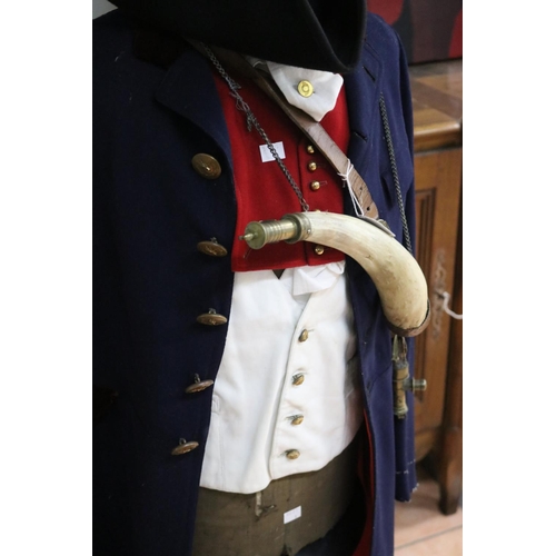 292 - Good quality reproduction uniform in Napoleonic Wars era style consisting of tricorn hat, waistcoat ... 