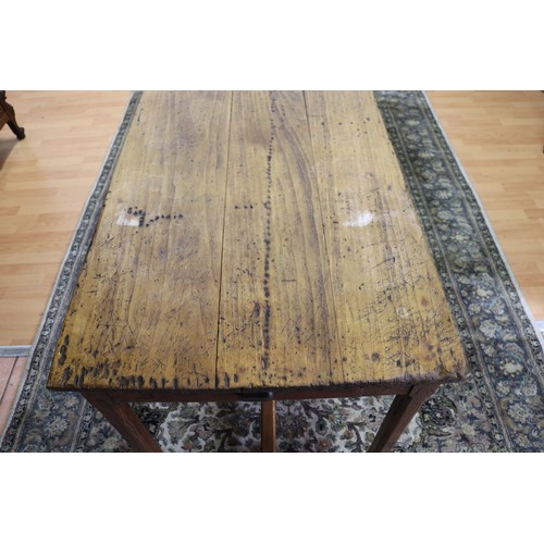 213 - Antique French rustic farmhouse table, with three drawers, approx 72cm H x 198cm L x 69cm W