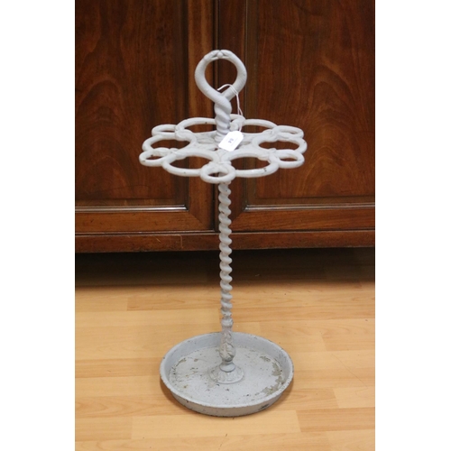 84 - Antique French Art Nouveau painted entwined snake  iron umbrella stand, approx 65cm H